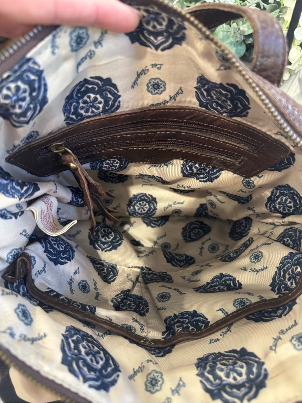 🤎Lucky Brand Leather Patchwork Convertible Tote Crossbody Bag Brown - Picture 4 of 11